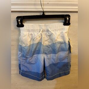 NWT-GAP White and Blue Ombre Stripe Athletic Swim Shorts